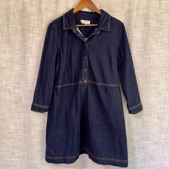 Hobbs London Lulu Long Sleeve Blue Denim Dress Size 14 - Picture 3 of 9